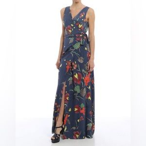 Diane Von Furstenberg Floral Maxi Dress - Blue and Red